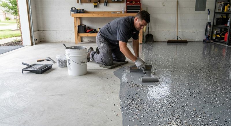 Speckled Garage Floor Painting in Raleigh, NC